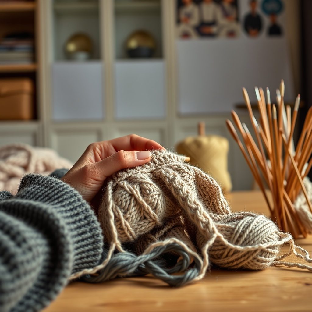 Knitting patterns on display